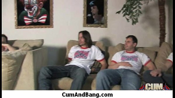 Ebony girl takes on multiple white guys in hardcore gangbang