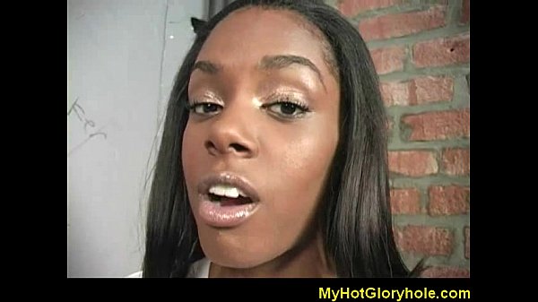 Ebony woman gloryhole initiation blowjob interracial black cock sucking