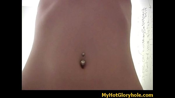 Ebony woman sucks her first white cock at the gloryhole