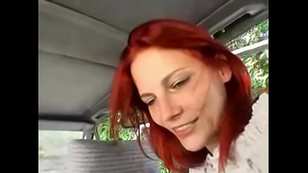 Redhaired amateur masturbates with dildo in highway parking lot before giving blowjob