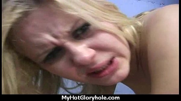 Ebony woman gets creampie after interracial gloryhole blowjob
