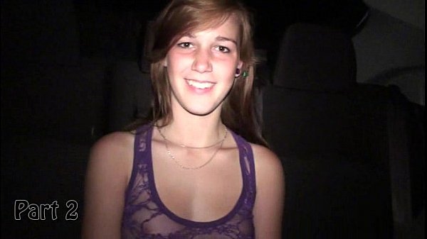 Teen girl in car gets naked during public sex casting