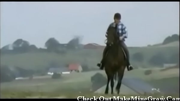 Blonde girls share big black cock in stable