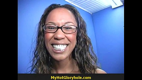 Black woman gives intense gloryhole blowjob to a lucky stranger