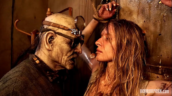Perverted grandpa and wife fuck blonde teen girl in zombie fetish