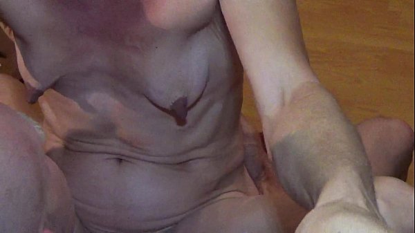 Skinny granny wife gives husband deepthroat in chair
