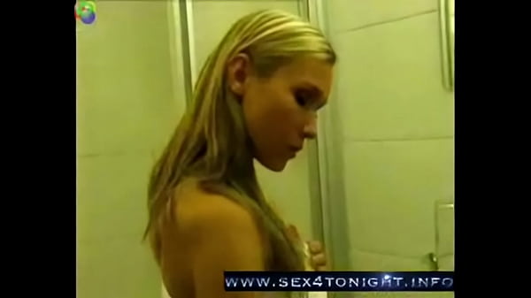 Blonde girl teasing herself in the shower
