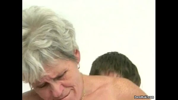 Young man seduces older hairy granny for hardcore sex