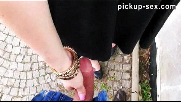 European redhead Florence gives public blowjob for cash