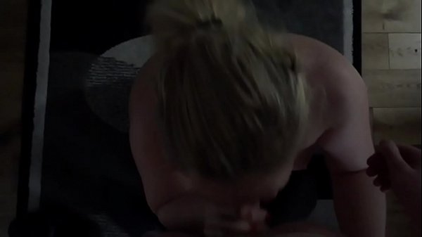 Blonde gives blowjob and gets facial cumshot