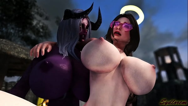 Sydlorem's big-titted angel gets seduced from behind by a succubus futa