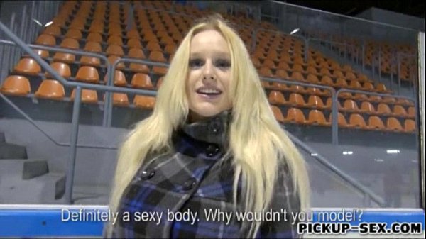 Eurobabe Angel flashes big tits in public before anal for cash