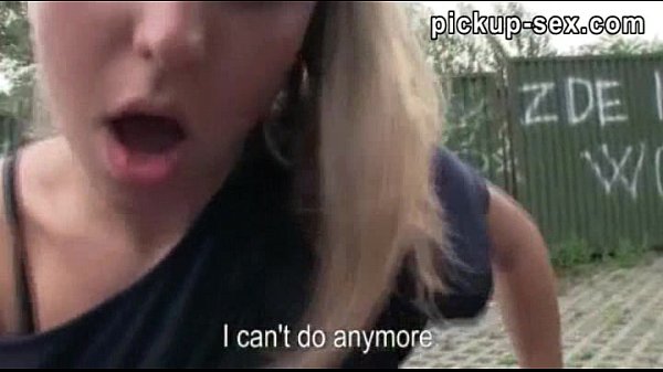 Blonde Nessy gives blowjob to stranger for money in public
