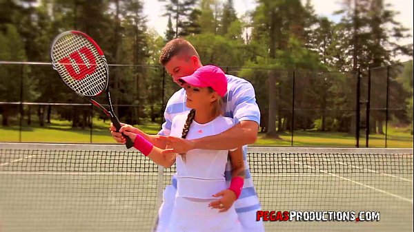 Young brunette teen fucked on tennis court