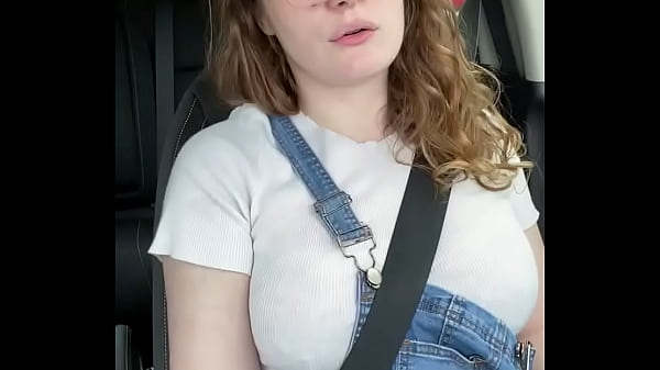 Thesluttybraniac busty nerdy country girl masturbation solo in her car