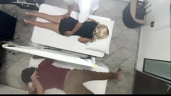 Latina wife fucked next to husband during massage