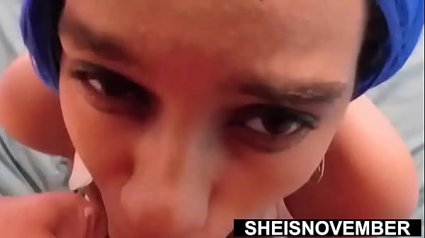 Stepdad's Hot Load Sprays Ebony Stepdaughter's Face After Sucking Big Cock During Oral Sex