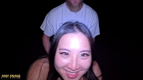 sukisukigirl andy-savage late night public beach blowjob and pussy eating amateur interracial couple homemade adventure