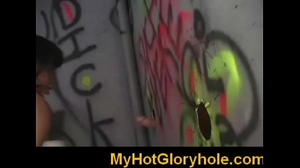 Teen gives intense gloryhole blowjob