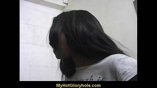 Ebony Amateur Blonde Sucks Big White Cock Through Gloryhole