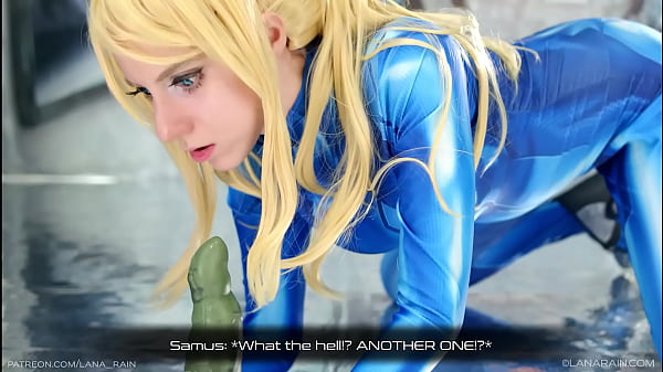 Lana Rain cosplay as Samus Aran riding cowgirl
