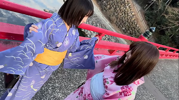 Japanese teens Nanase Asahina and Sumire Kuramoto hot spring sex