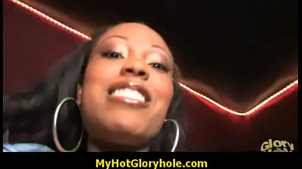Ebony amateur slut gloryhole blowjob and interracial fuck