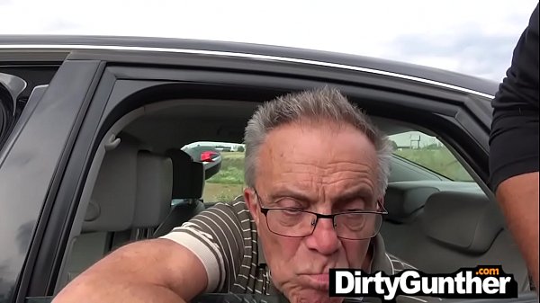 Old perv grandpa pays for public car sex