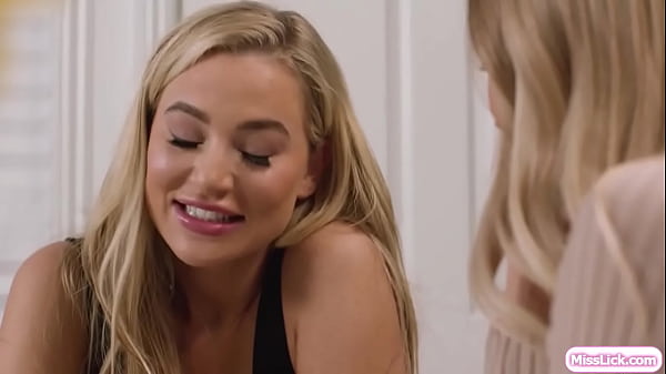 Blake Blossom and Emma Hix lesbian kiss and finger in office