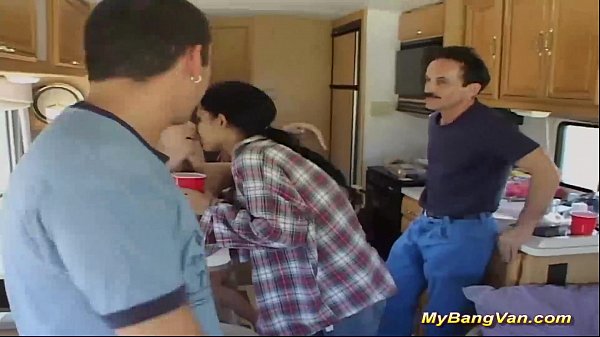 College girls picked up in van for backseat orgy