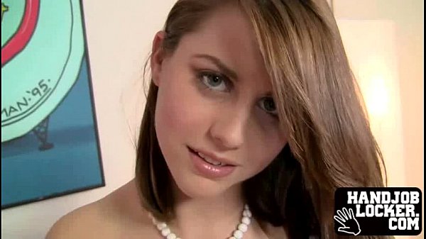 Brunette amateur gives handjob to herself
