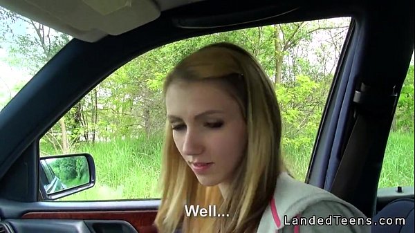 Stranded blonde teen hitchhiker fucked in car POV with Kremesavan