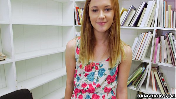 Alaina Dawson tiny redhead POV blowjob in the library