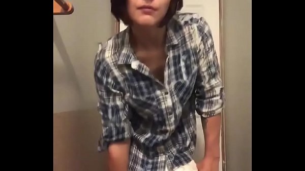 Petite brunette teen shows off big ass