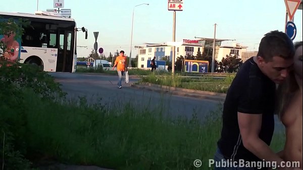 Blonde threesome fuck on street corner during quarantine
