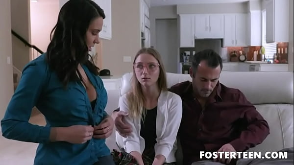 Foster teen gets naughty with adoptive mom and dad