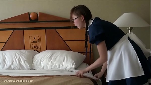 Asian maid in glasses plays with big tits