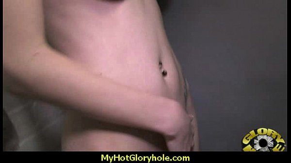 Black wife gives hubby blowjob through gloryhole
