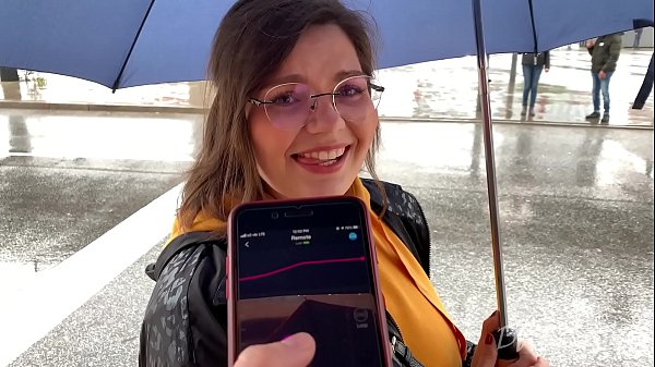 Sarah Sota public humiliation with Lovense app in outdoor setting