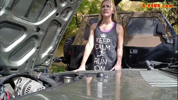 Blonde milf tries to sell her car but ends up selling herself to a hot guy