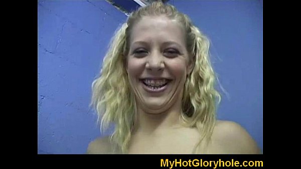 blonde gives intense gloryhole blowjob