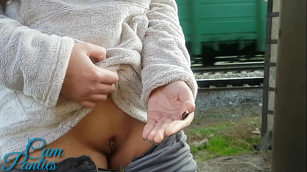 Real public creampie in panties near train station
