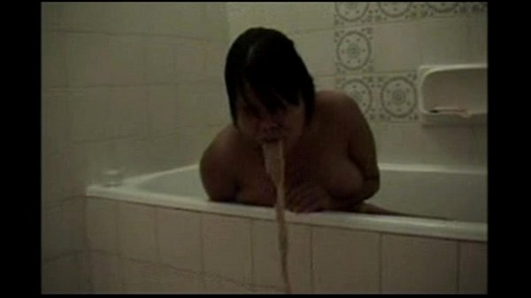 girl pukes and vomits in bathroom